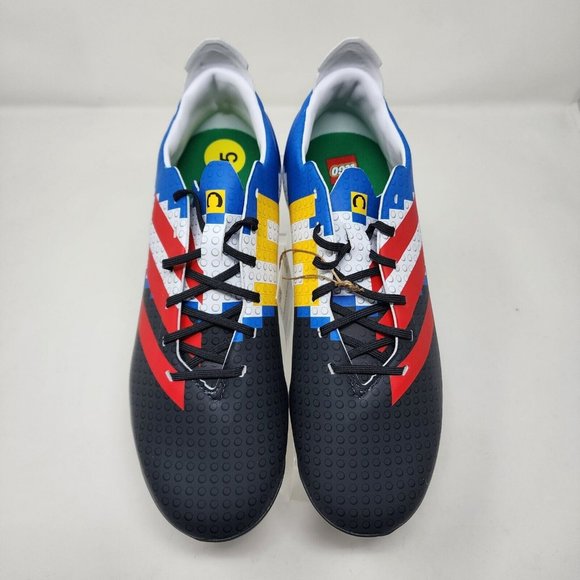 Adidas Soccer Cleats Youth Mens 4 Blue Red Gamemode Lego Spell Out Logo Shoes - Picture 5 of 7